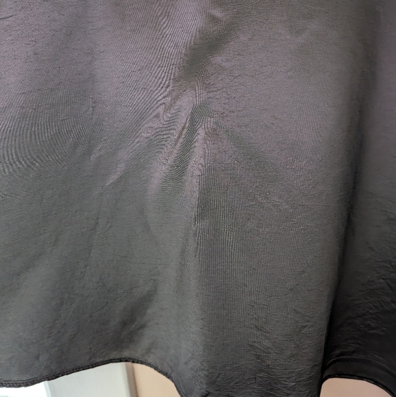 Vintage Formal Floor Length Maxi Skirt Satin Dark Grey Silver Chrome Small/Med - Picture 9 of 16